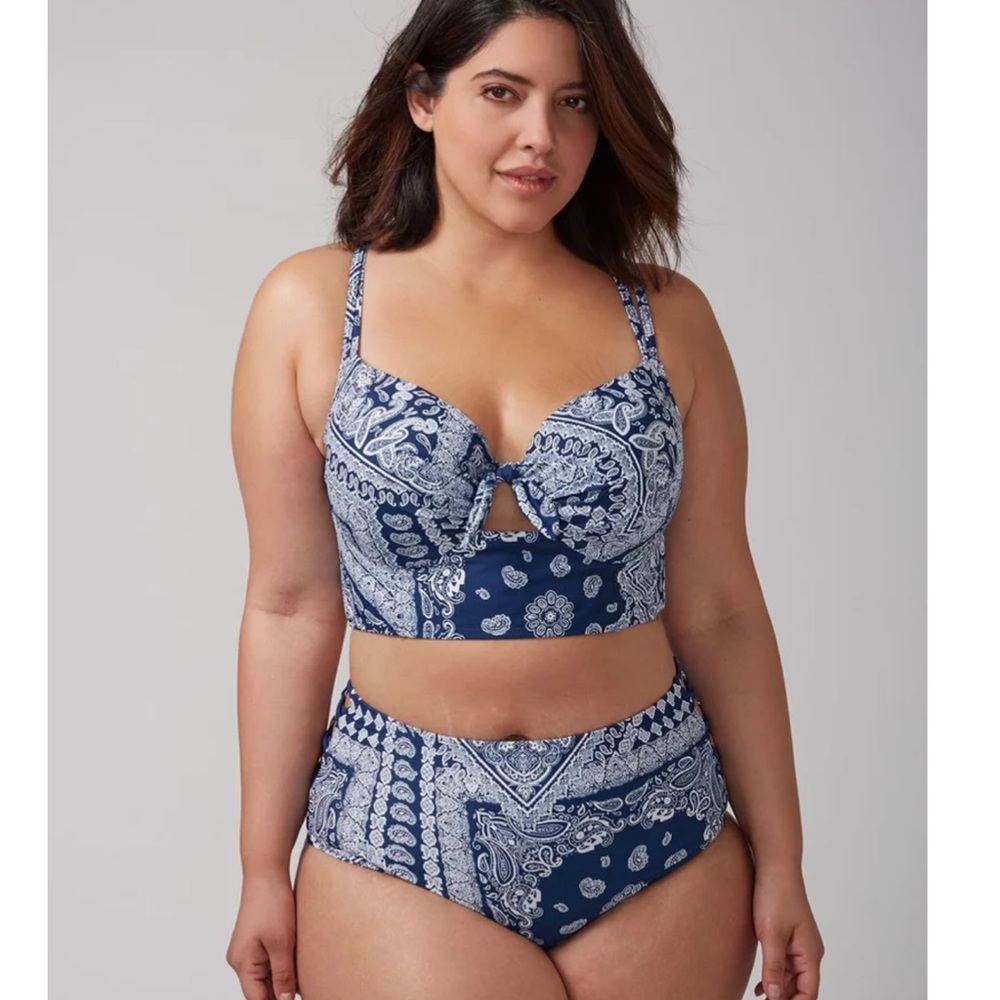 Cacique 2 piece Blue Bandana Longline Bikini 44DD/28w